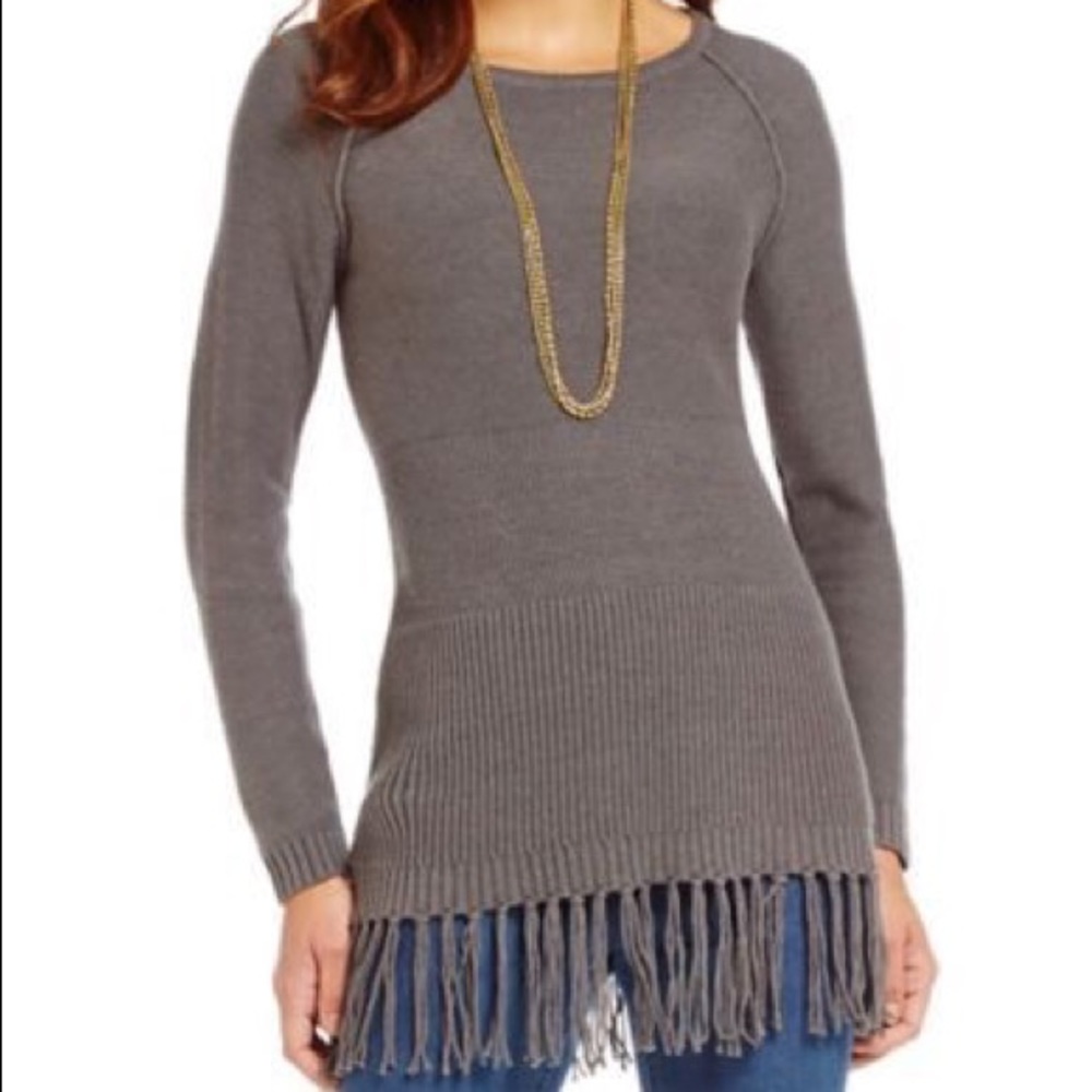 Westbound Teal Fringe Sweater size Large